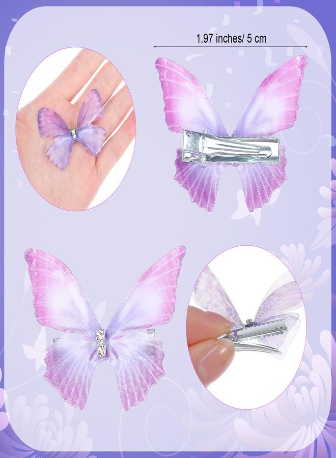 Bremorou 20 Pcs Moving Butterfly Hair Clips For Women Moving Glitter 3d Realistic Purple Y2k Glitter Hair Barrettes Cute Hair Claws Kawaii Butterfly Hair Accessories For Teens Women Gifts - Image 2